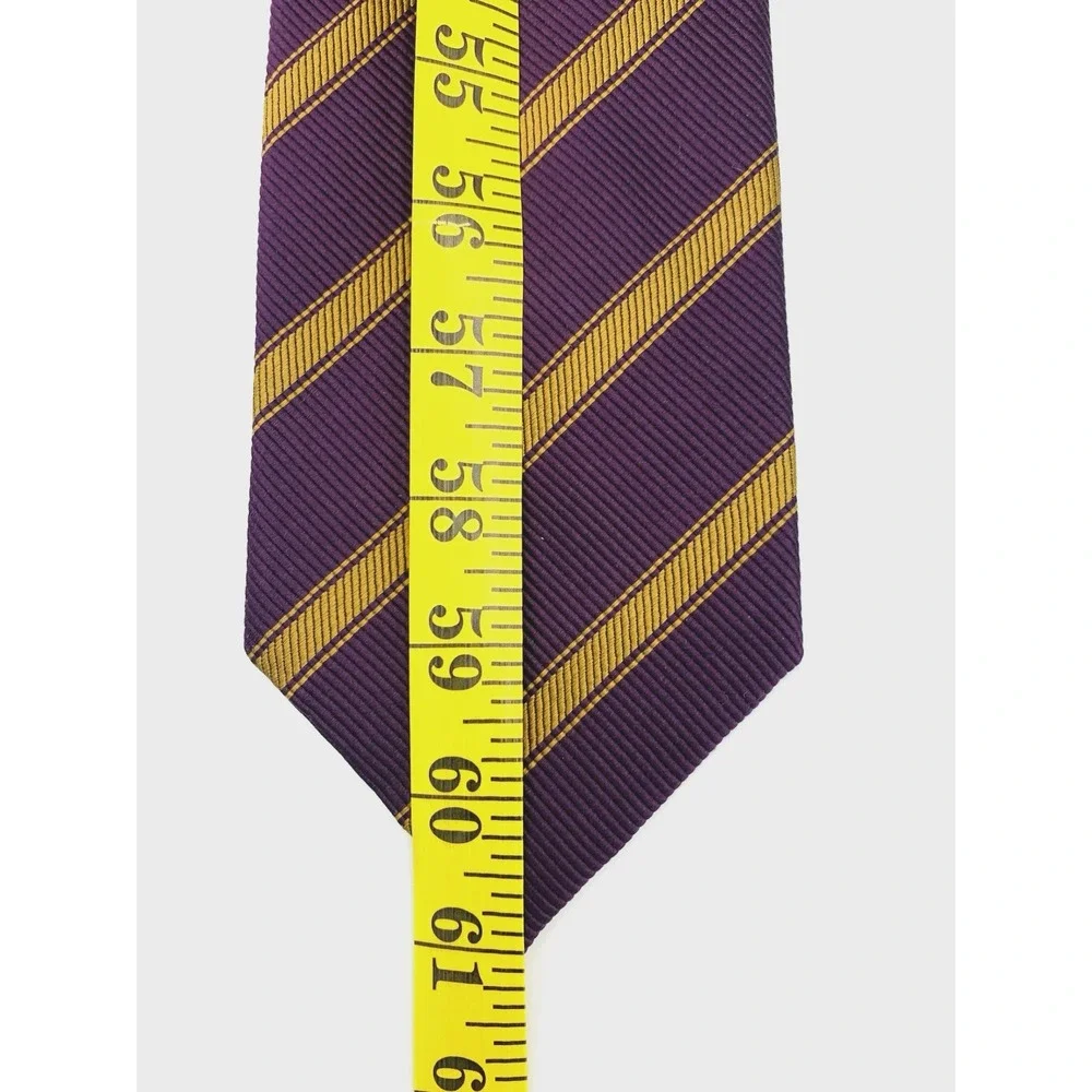 JZ Richards Repp 100% Silk Men's Tie Purple Gold Hand Made in USA - 61
